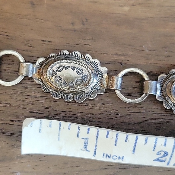 Vintage Sanford Sancrest R Native American Navajo Silver Concho Link Belt - Picture 9 of 10